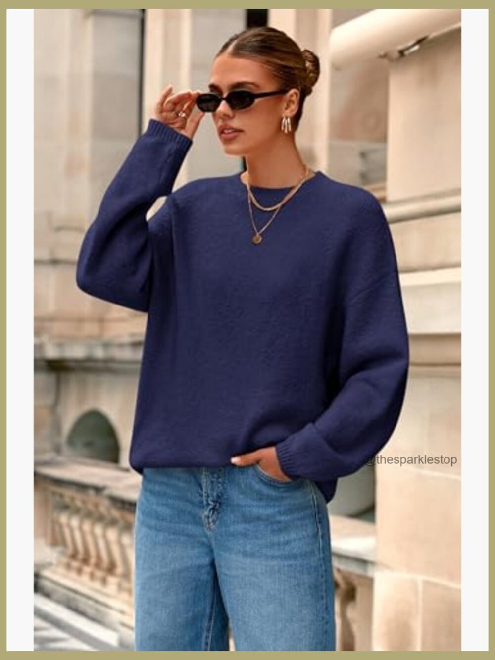 Oversized Chunky Knit Pullover Sweater Long Sleeve Crewneck - Picture 5 of 7
